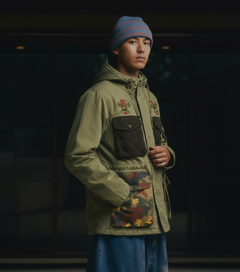 GIACCA CON CAPPUCCIO + PATCH ART. 25124330 - COL. VERDE MILITARE