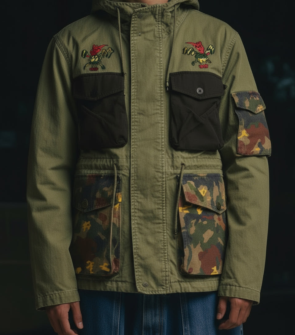 GIACCA CON CAPPUCCIO + PATCH ART. 25124330 - COL. VERDE MILITARE